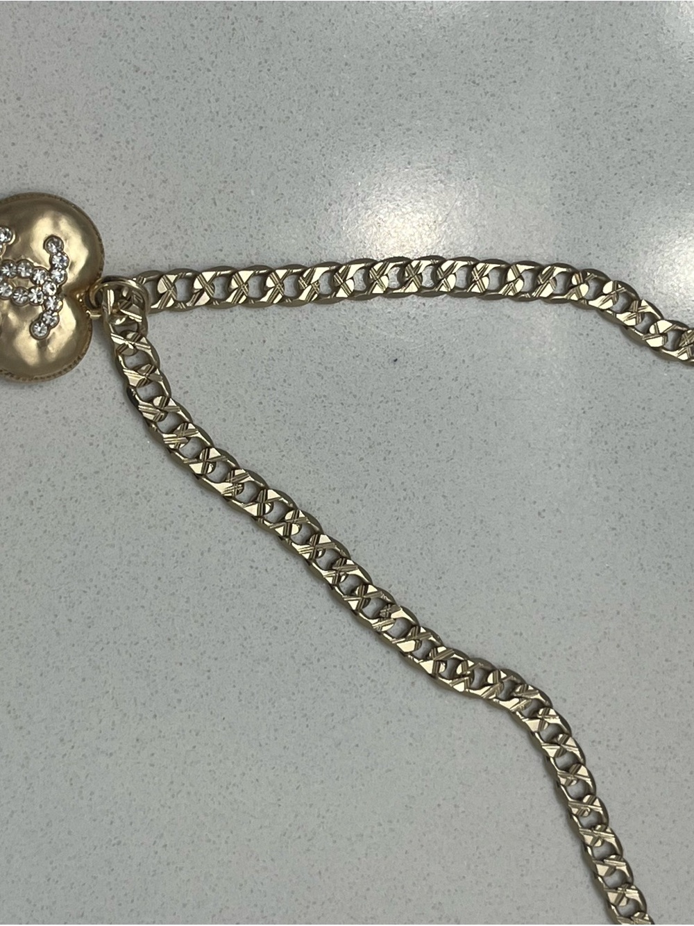 CC Gold Heart Pendant Necklace with Crystal CC Logo - Picture 8 of 8